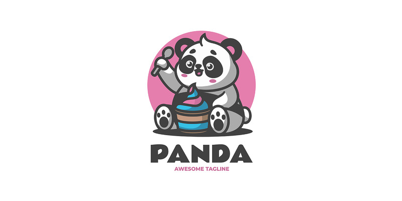 Dondurma Panda Maskot Karikatür Logosu 1 - Features Image 1