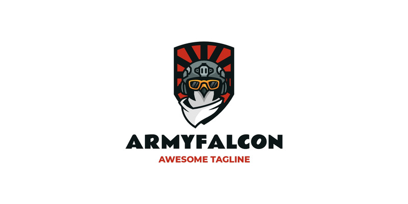 Mascot Army Falcon Head Logo Design - Features Image 1