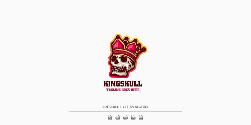 Logo mascotte semplice del teschio del re 2 - Caratteristiche Immagine 1