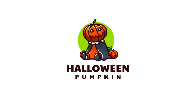 Logo de dessin animé de citrouille d'Halloween - Caractéristiques de l’image 1