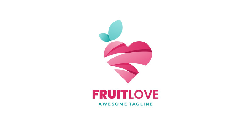 Stile del logo sfumato di amore della frutta - Caratteristiche Immagine 1