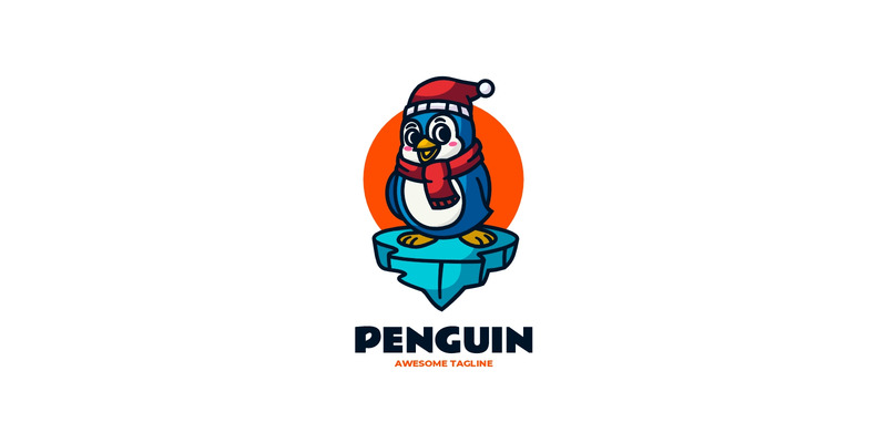 Söt pingvinmaskot tecknad logotyp 1 - Features Image 1