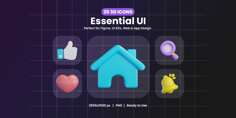 Essential UI 3D Icons Design - Features Image 1