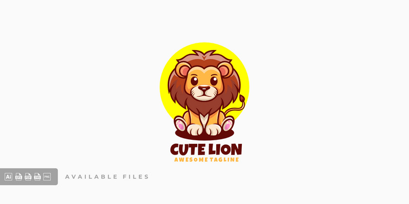 Logotipo fofo do desenho animado da mascote do leão 1 - Features Image 1