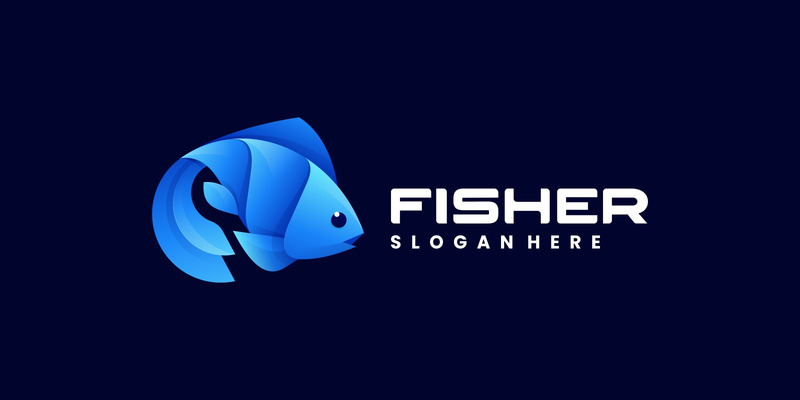 Шаблон логотипа Blue Fish Gradient - Features Image 1