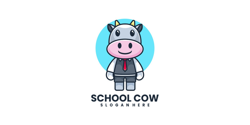 Logotipo de dibujos animados de la mascota de la vaca de la escuela - Características Imagen 1