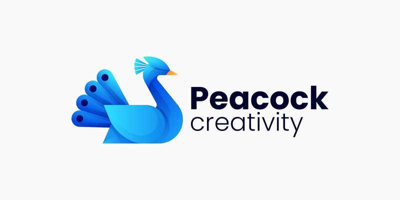 Logotipo de color degradado de pavo real vectorial - Características Imagen 1