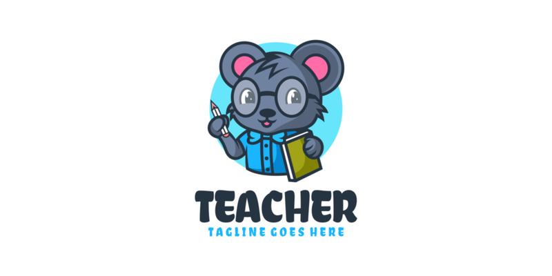 Logo de dessin animé de mascotte de souris de professeur - Caractéristiques de l’image 1