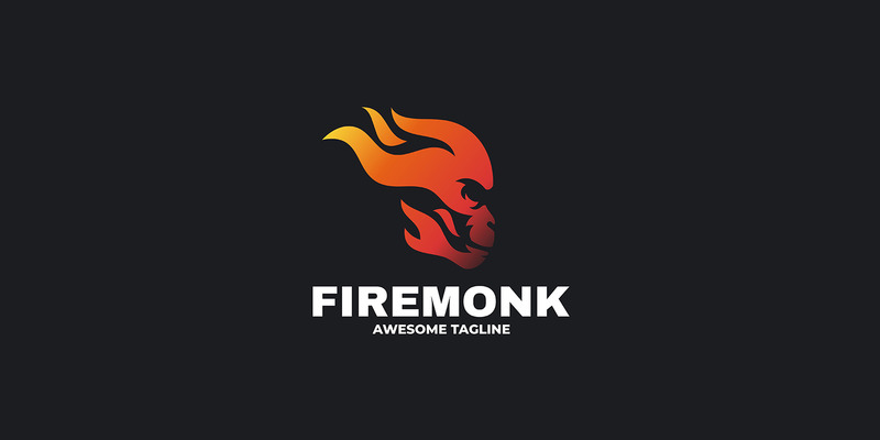 Logo colorato sfumato di scimmia di fuoco - Caratteristiche Immagine 1