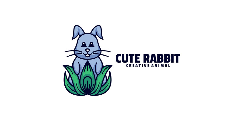 Cute Rabbit Simple Mascot Logo #217180 - TemplateMonster