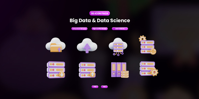 Big Data & Data Science 3D-ikon - Features Image 1