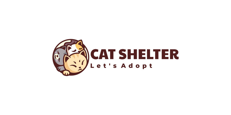 Logo mascotte semplice rifugio per gatti - Caratteristiche Immagine 1