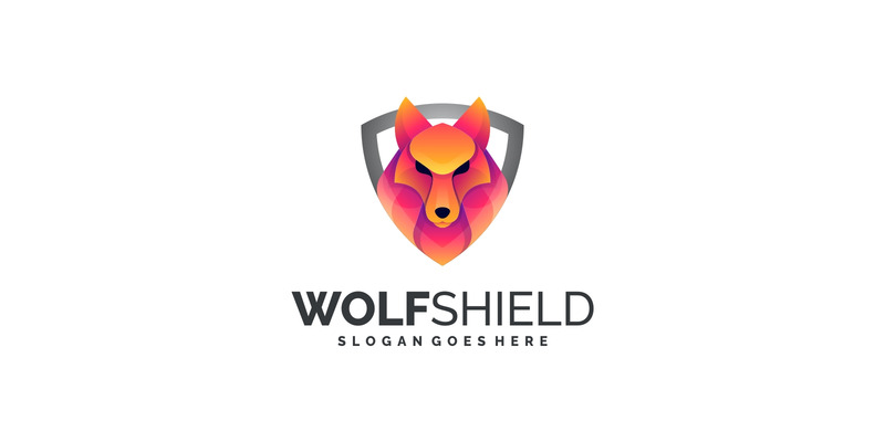 Modern Colorful Wolf Shield Logo Design - Features Image 1