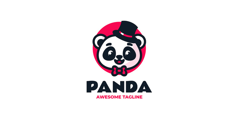 Logo kreskówki maskotki głowy pandy - Obraz funkcji 1