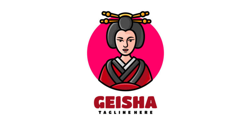 Logo de dessin animé de mascotte de geisha - Caractéristiques de l’image 1