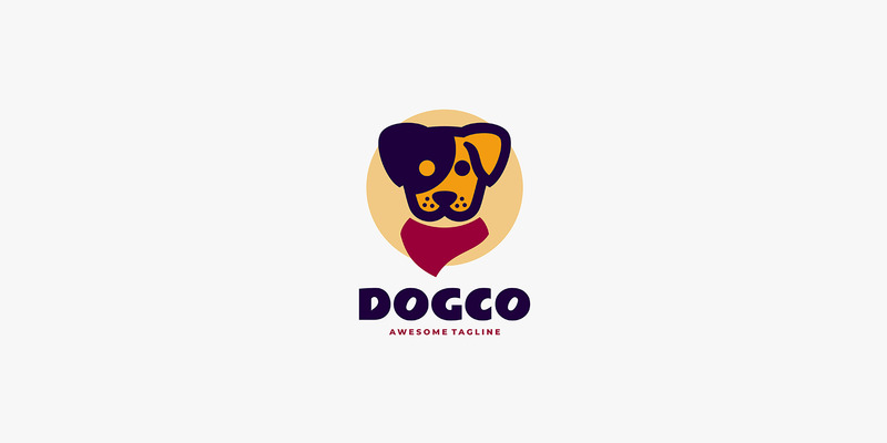 Modello logo mascotte semplice cane 1 - Caratteristiche Immagine 1
