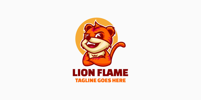 Logo maskotki Lion Flame Simple - Obraz funkcji 1