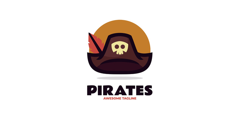Piratenhoed eenvoudig mascottelogo - Functieafbeelding 1