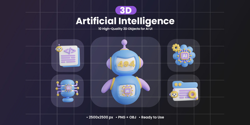 Artificial Intelligence 3D Icon 874 - Features Image 1