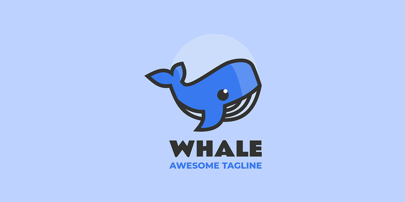 Logo semplice della mascotte della balena blu 2 - Caratteristiche Immagine 1