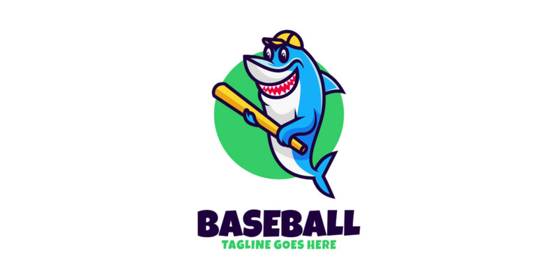 Logotipo de desenho animado do mascote do tubarão de beisebol - Features Image 1