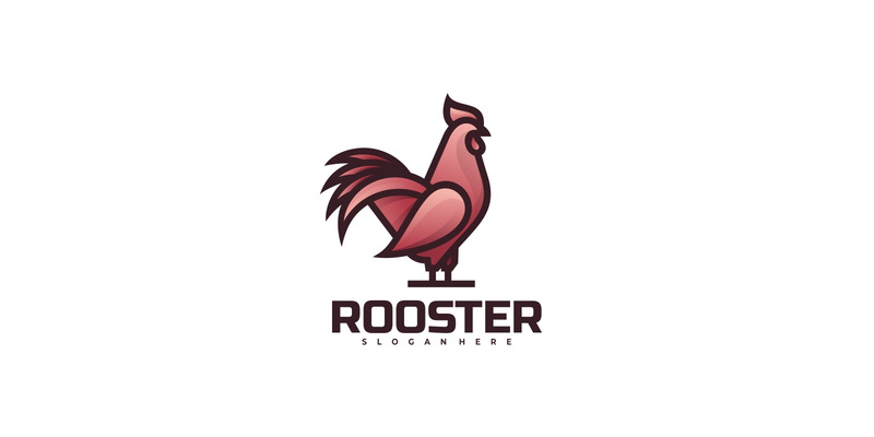Modèle de logo d'art de ligne de dégradé de coq - Caractéristiques de l’image 1