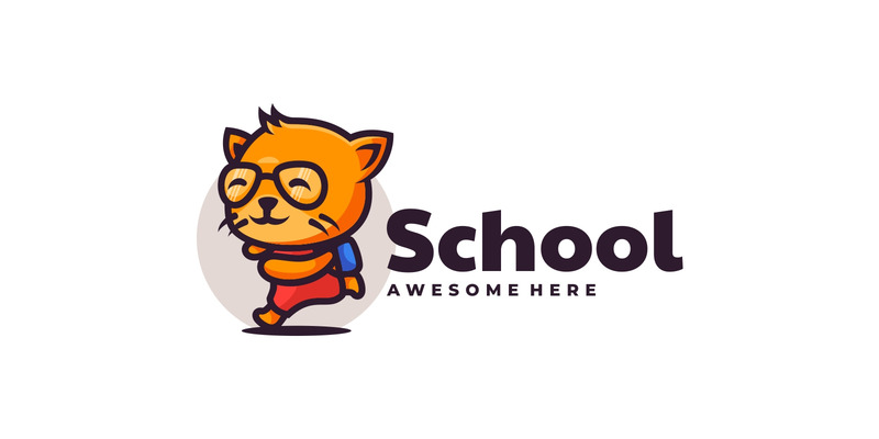 Style de logo de dessin animé d'école de chat - Caractéristiques de l’image 1