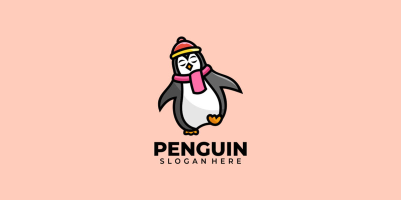 Disegno del logo del fumetto della mascotte del pinguino - Caratteristiche Immagine 1