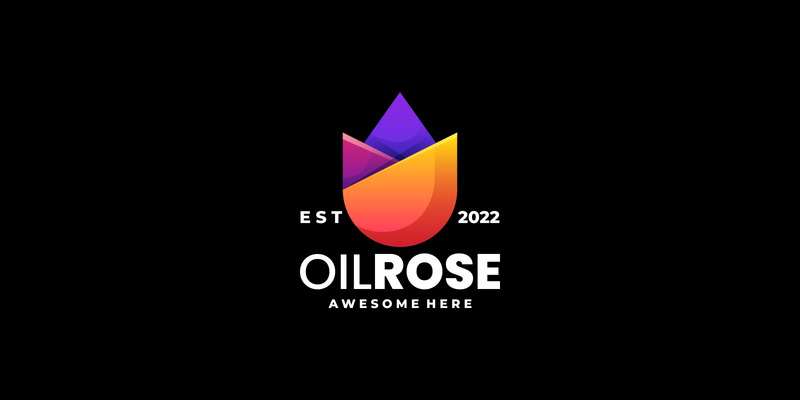 Logo colorato sfumato di olio di rosa - Caratteristiche Immagine 1