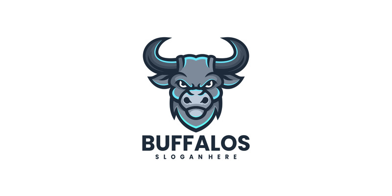 Buffalo Simple Mascot Logo Style #273881 - TemplateMonster