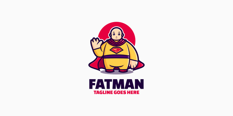 Logo mascotte dei cartoni animati Fatman - Caratteristiche Immagine 1