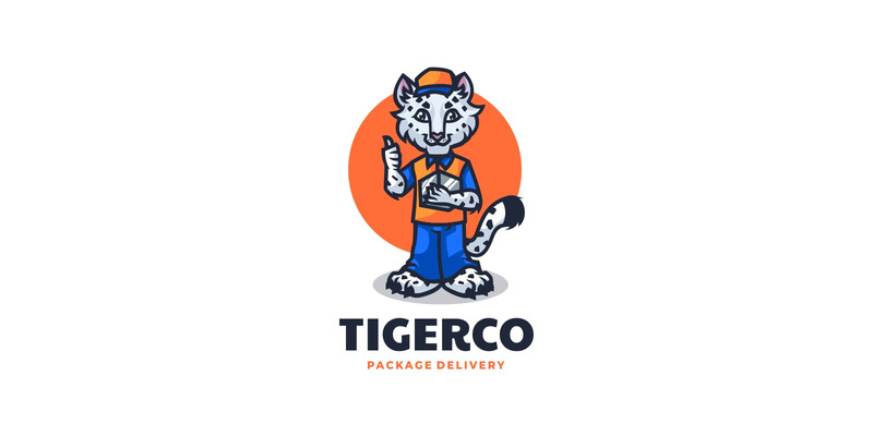 Logo de dessin animé de livraison de colis de tigre - Caractéristiques de l’image 1