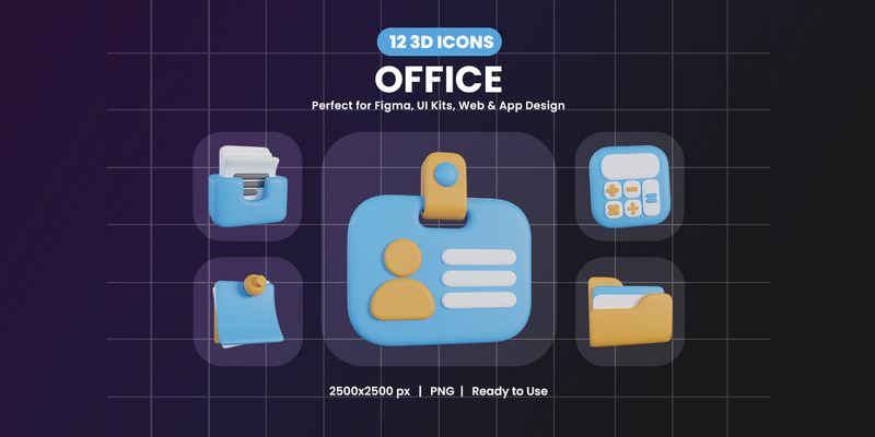 Office 3D-ikonpaketdesign 7814 - Features Image 1