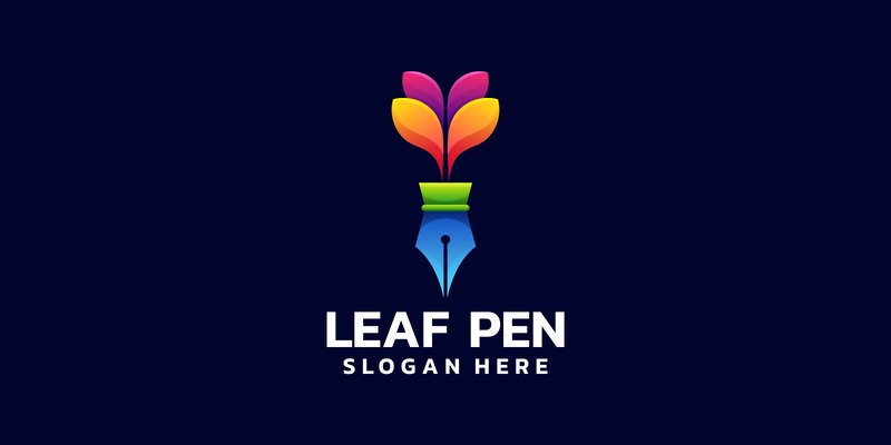 Logotipo colorido degradado de pluma de hoja - Características Imagen 1