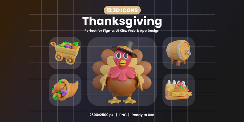Thanksgiving 3D Icon Pack - Features Image 1