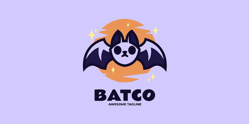 Design del logo della mascotte semplice del pipistrello 1 - Caratteristiche Immagine 1