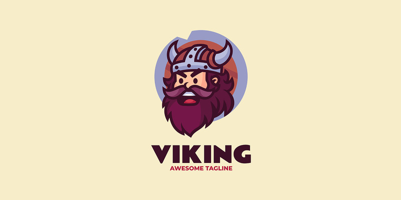 Viking mascotte cartoon-logo - Functieafbeelding 1