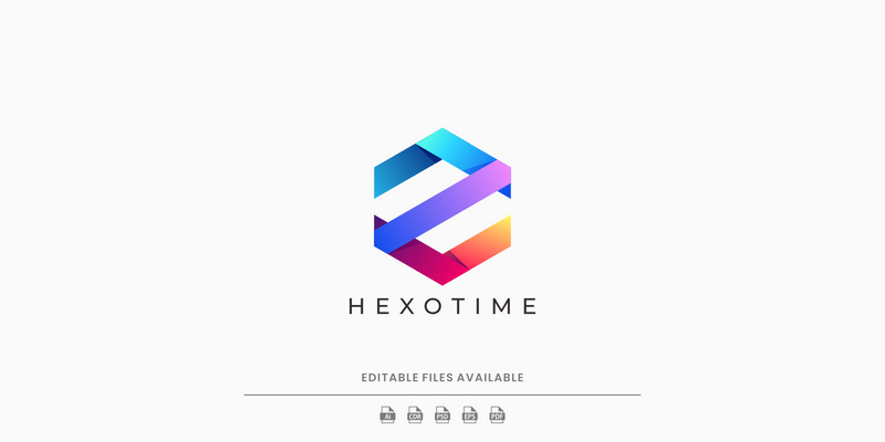 Hexagon färggradient logotypdesign - Features Image 1