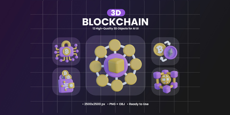 Blockchain 3D Icon Design - Features Image 1