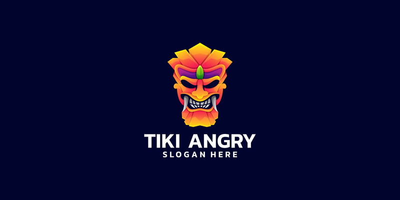 Logo sfumato arrabbiato della maschera Tiki - Caratteristiche Immagine 1