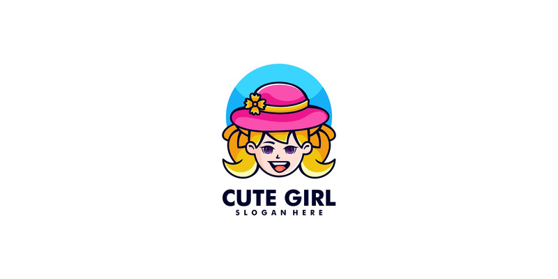 mignon, girl, mascotte, dessin animé, logo - Caractéristiques de l’image 1