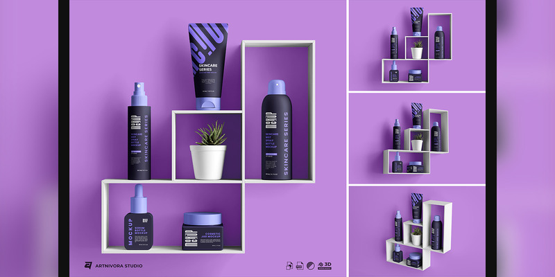 Skincare Product Packaging Mockup Set - Features Image 1
