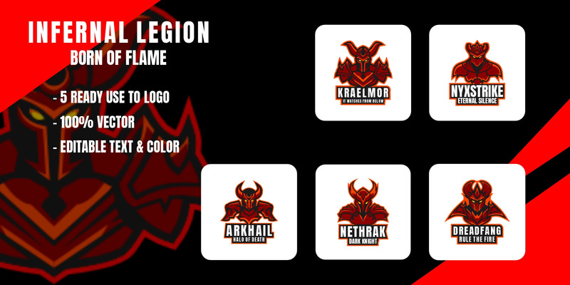 Hellfire Knight Mascot Logo Bundle - Features Image 1