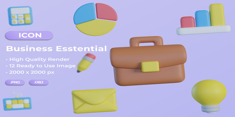 3D Business Essentials ikoner - Features Image 1