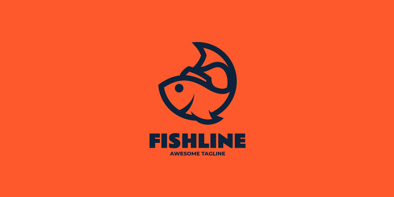 Modèle de logo d'art en ligne de poisson - Caractéristiques de l’image 1