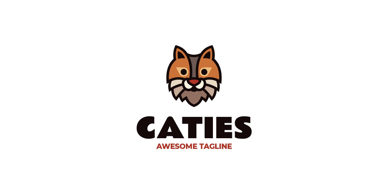 Modello di logo moderno piatto Caties - Caratteristiche Immagine 1