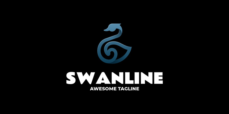 Modello di logo con linea sfumata del cigno - Caratteristiche Immagine 1
