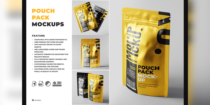 Pouch Pack Mockup Design Sets - Features Image 1