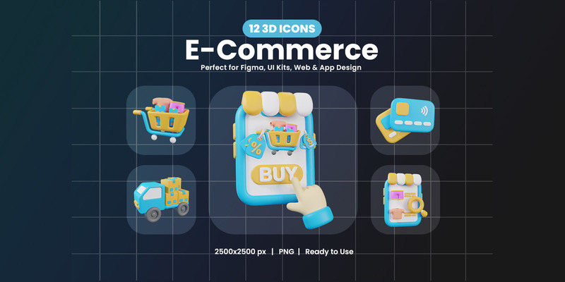 3D E-Commerce Icon Pack 21 - Features Image 1