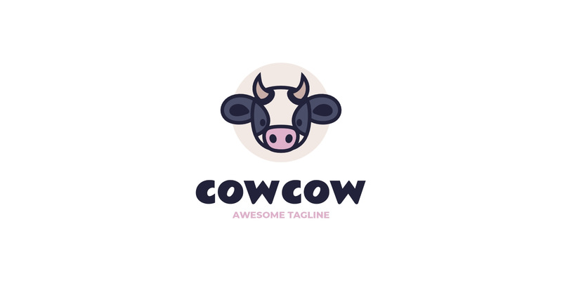 Logo de mascotte simple Cowcow 3 - Caractéristiques de l’image 1